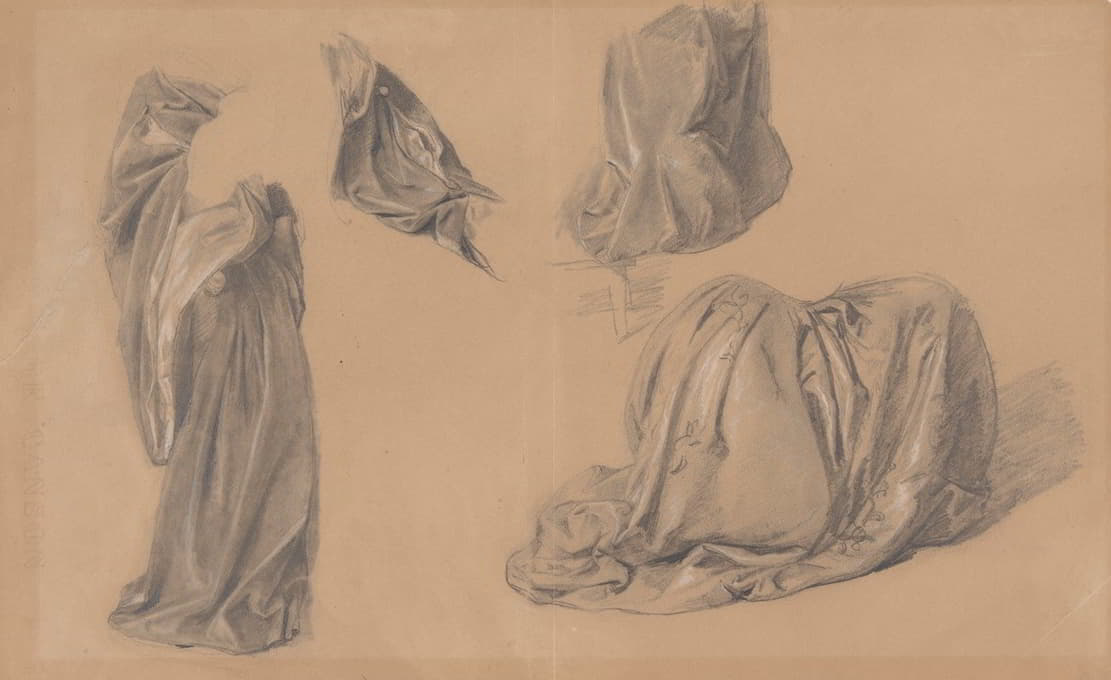 Józef Simmler - Studies of various parts of dresses for the painting ‘The Upbringing of Sigismund Augustus’
