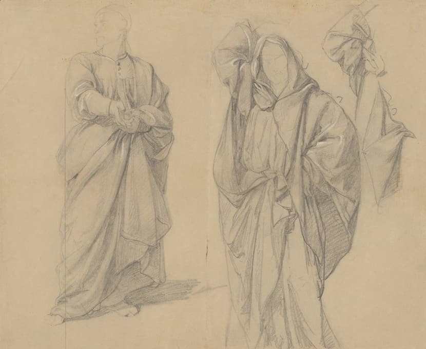 大祭司和戴头巾的人的长袍对《圣马蒂亚斯殉难》的研究