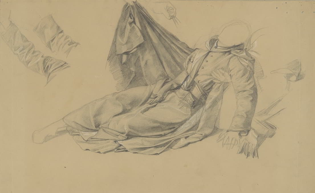 Józef Simmler - Study of robes to the figure of Josaphat Kuntsevych to the painting ‘Martyrdom of St Josaphat Kuntsevych’