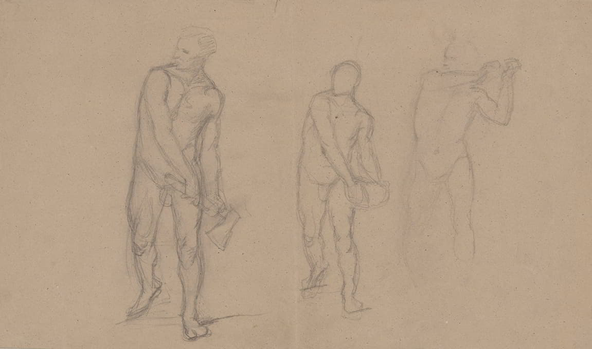 《圣马提亚殉难》这幅画的三幅男性裸体素描