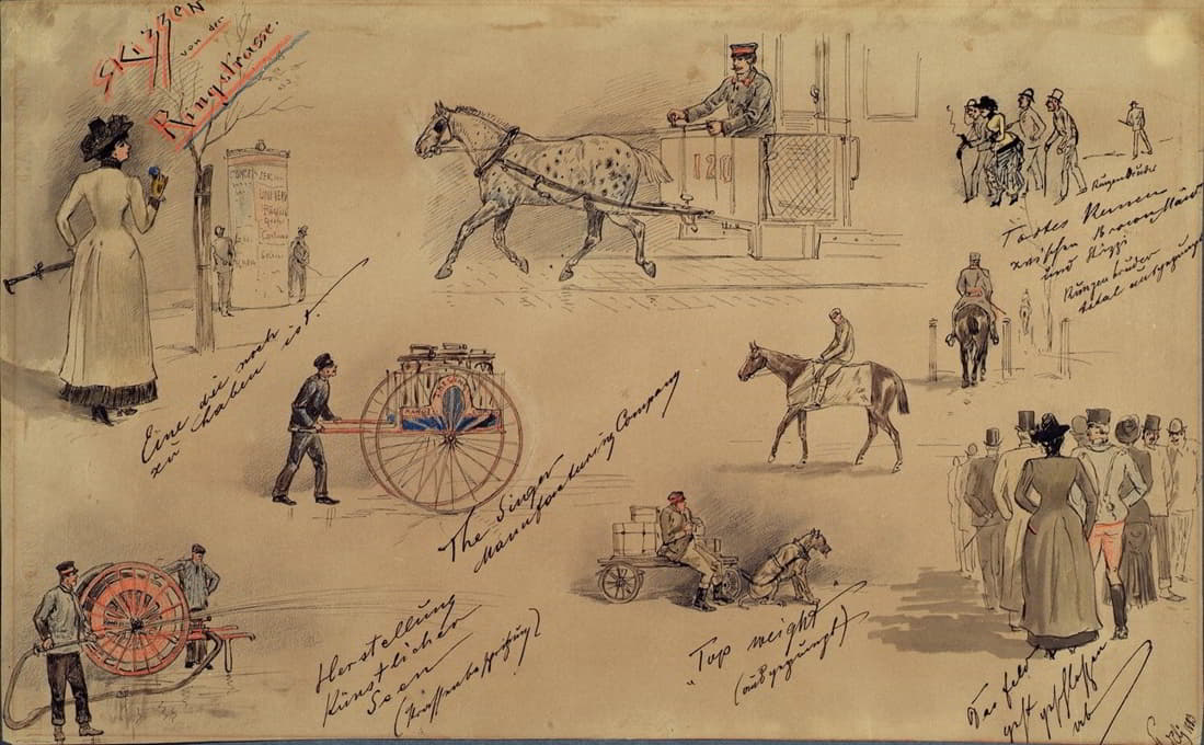 Moritz Ledeli - Wiener Typen 1883 (Skizzen von der Ringstraße)