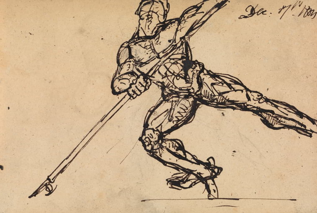 Benjamin Robert Haydon - Figure Studies of a Nude Male with Spear