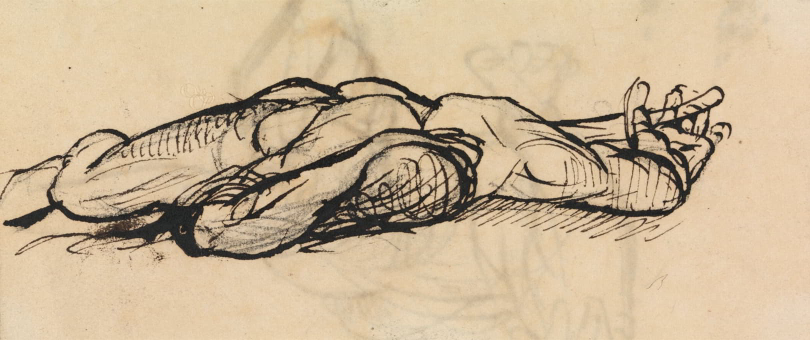 Benjamin Robert Haydon - Study of a Male Nude, in a Laid out Position on the Floor