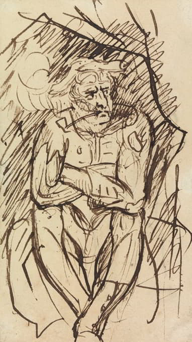 Benjamin Robert Haydon - Study of a Seated Man, Smoking a Pipe