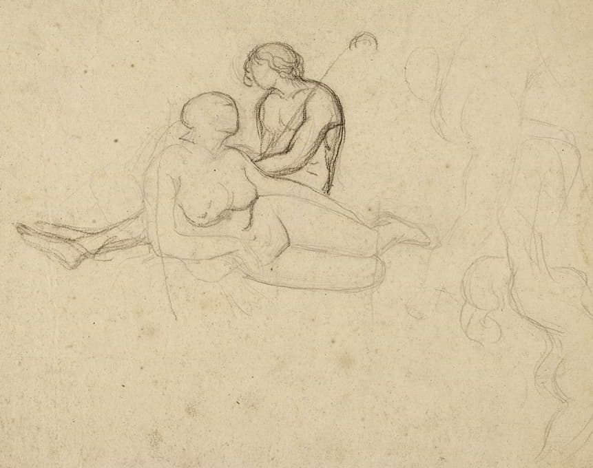 Jean-Achille Benouville - Homme et femme nus assis