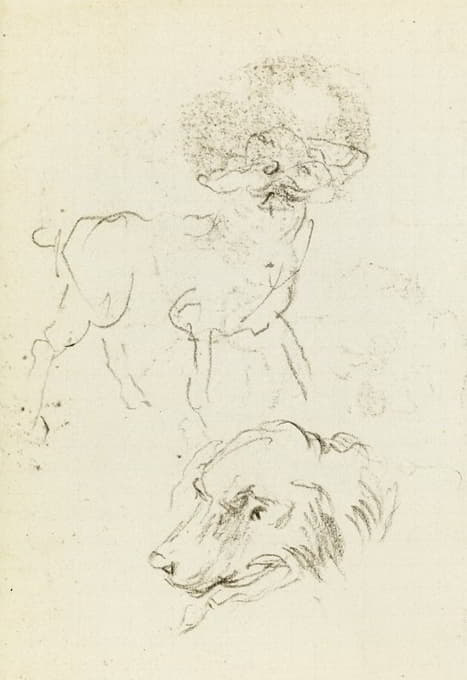 Jean-Baptiste Carpeaux - Etude de chien et de tête de chien