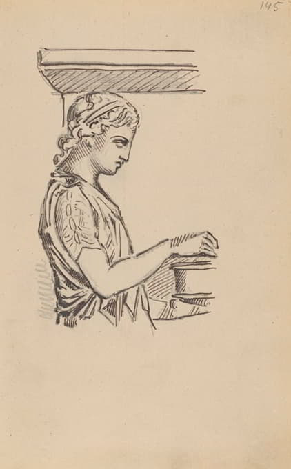 Stanisław Wyspiański - Drawing of Classical Bas-Relief; Portrait of a Young Woman