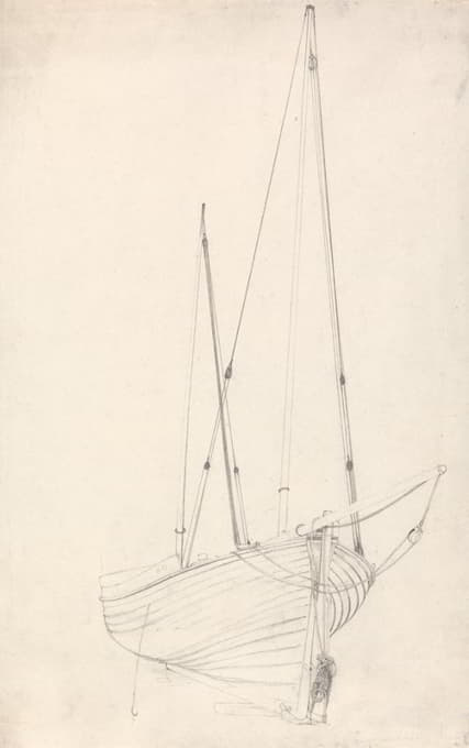 Cornelius Varley - Front View of a Vessel with Masts