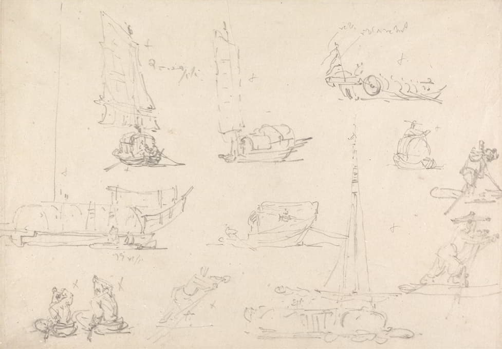George Chinnery - Studies of Chinese Junks and Boatmen