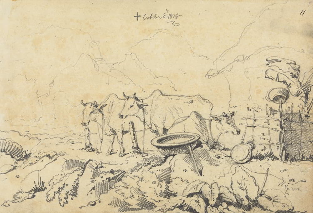 George Chinnery - Three Cows Tethered