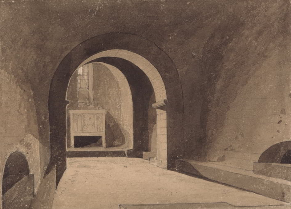 John Sell Cotman - Crypt of Saint Gervaise, Rouen, Normandy