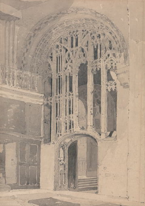 诺里奇大教堂的内部；南耳堂和长老会走道之间的门道和屏风