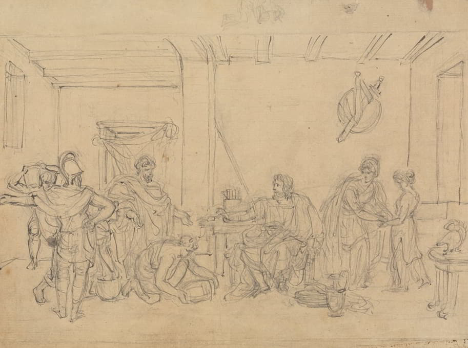 Robert Smirke - Study of an Interior Scene, with Roman Soldiers