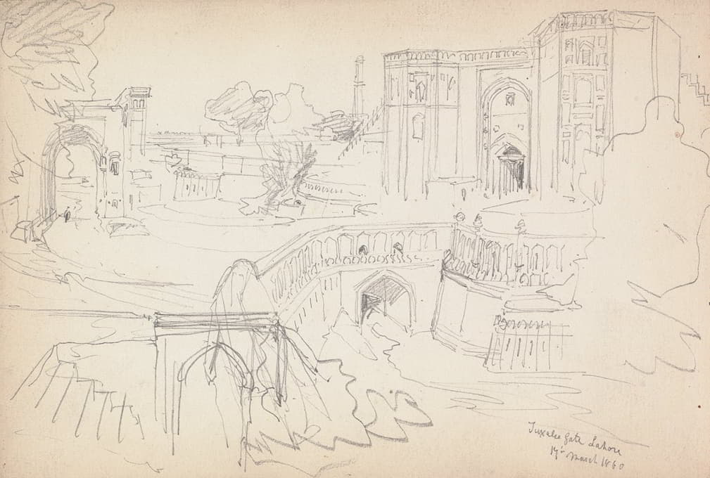 William Simpson - Taxali Gate, Lahore, 17 March 1860