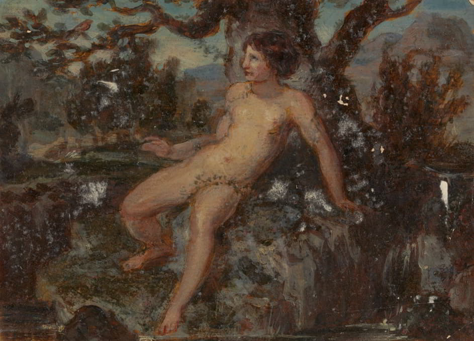Robert Smirke - Figure Study of a Nude Woman in a Wooded Landscape