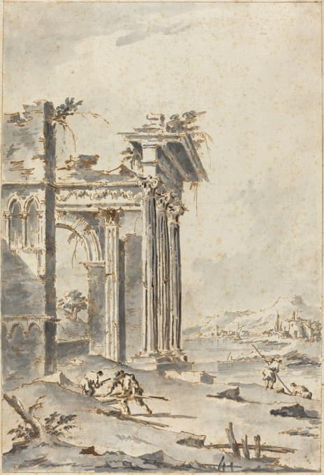 Giacomo Guardi - Capriccio of Classical Ruins on a Shore