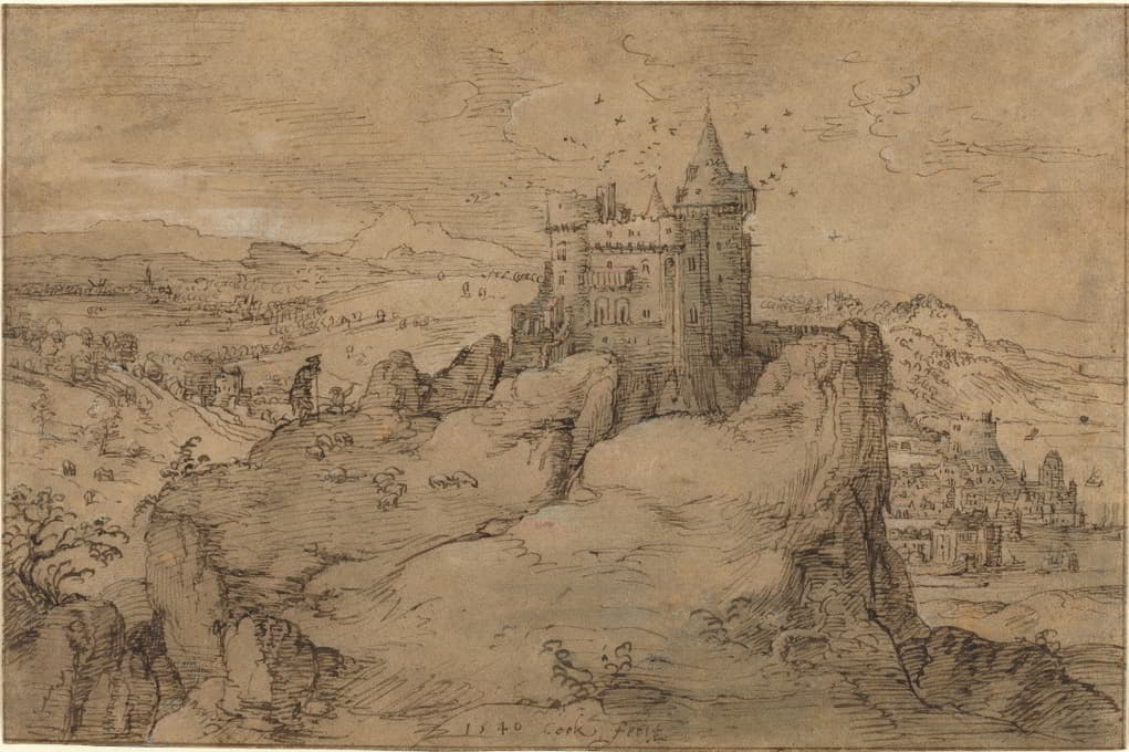 Matthys Cock - Landscape with Castle above a Harbor