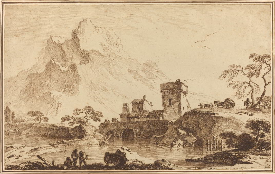 Pietro Giacomo Palmieri - Fortified Bridge against Distant Mountains