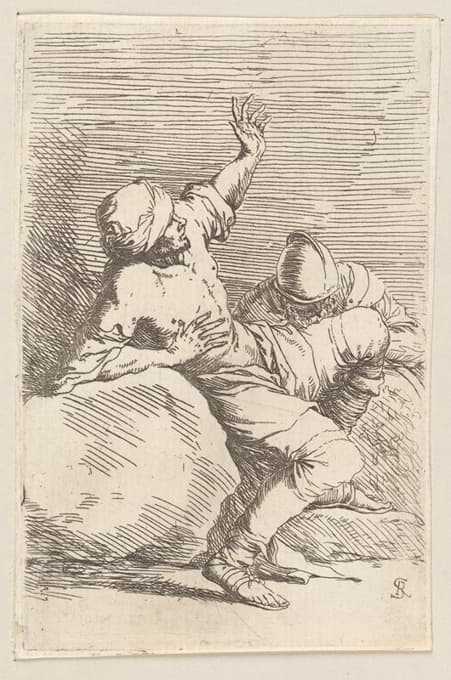 Salvator Rosa - Man, Pointing Upward, and Soldier in Repose