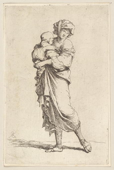 Salvator Rosa - Young Mother Carrying an Infant