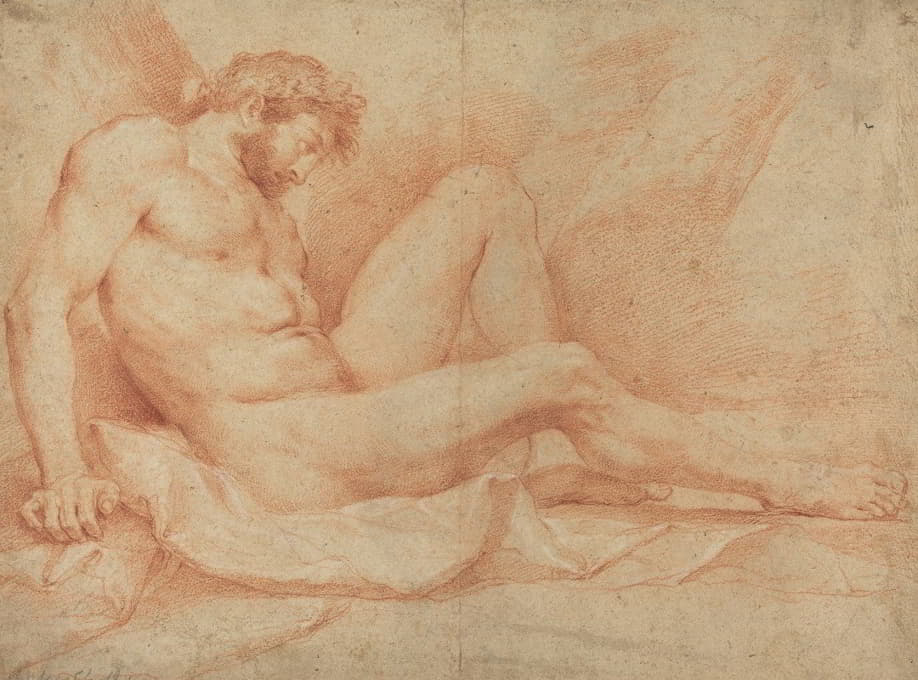 Andrea Sacchi - Academic Nude Study of a Seated Male