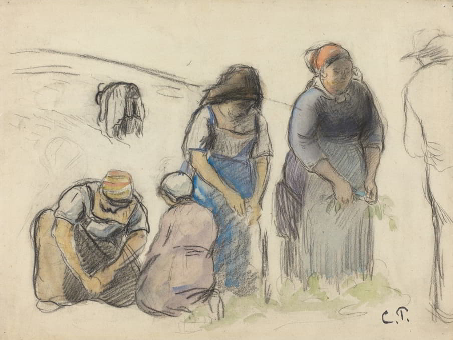 Camille Pissarro - Pea Harvesters (recto)