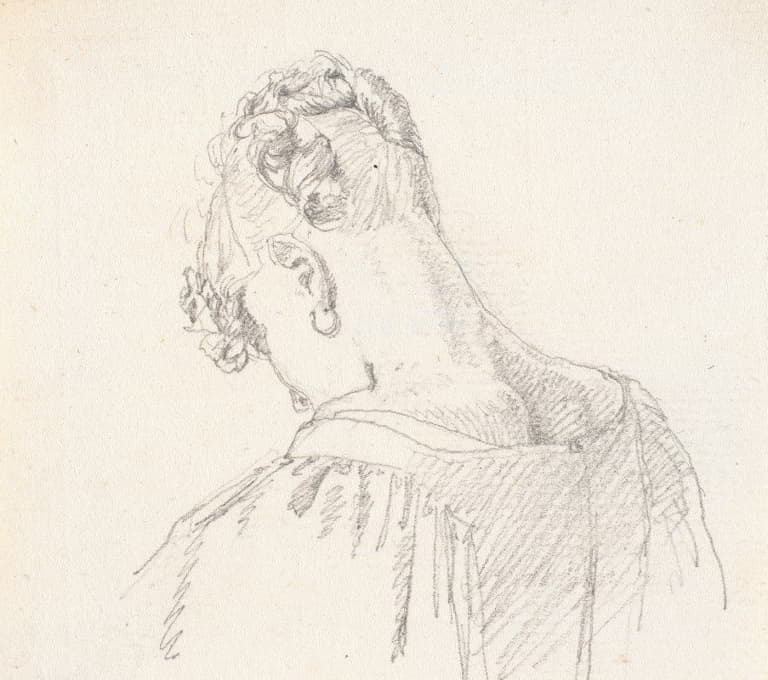 艺术家的一个姐妹的肖像，从后面拍的肩膀