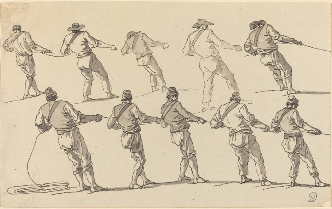 Claude-Joseph Vernet - Ten Men Pulling on Ropes
