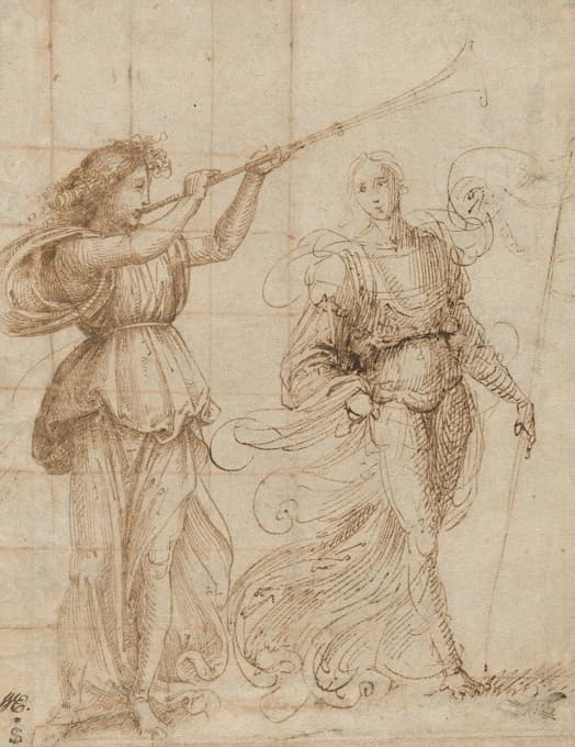 Fra Bartolomeo - One Angel Blowing a Trumpet, and Another Holding a Standard