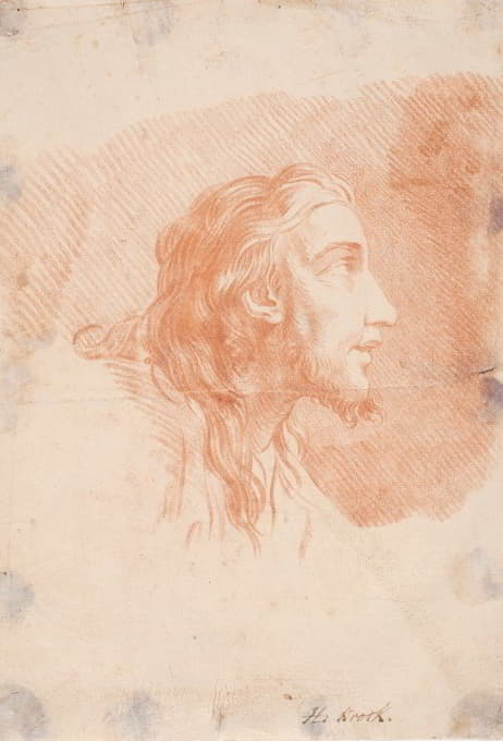 Hendrik Krock - Mandshoved med skæg og langt hår (Kristus)