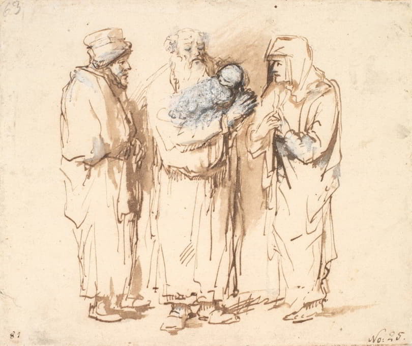Philips Koninck - Joakim med det lille Kristusbarn, Anna og en tredje figur