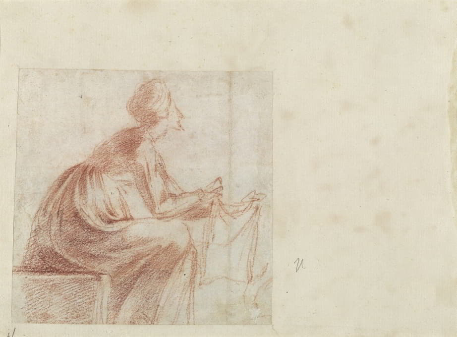 Polidoro da Caravaggio - Woman Seated with a Piece of Cloth (verso)