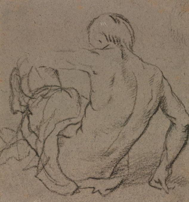 Anonymous - Man Seated on the Ground, Seen from Behind