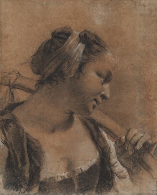 一幅罗莎的画像，带着一根肩杖