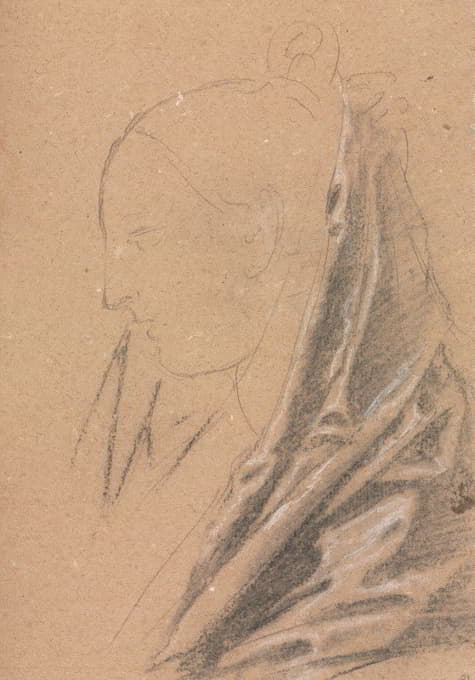 Francesco Lorenzi - Verona Sketchbook: Female head with drapery  (page 81)