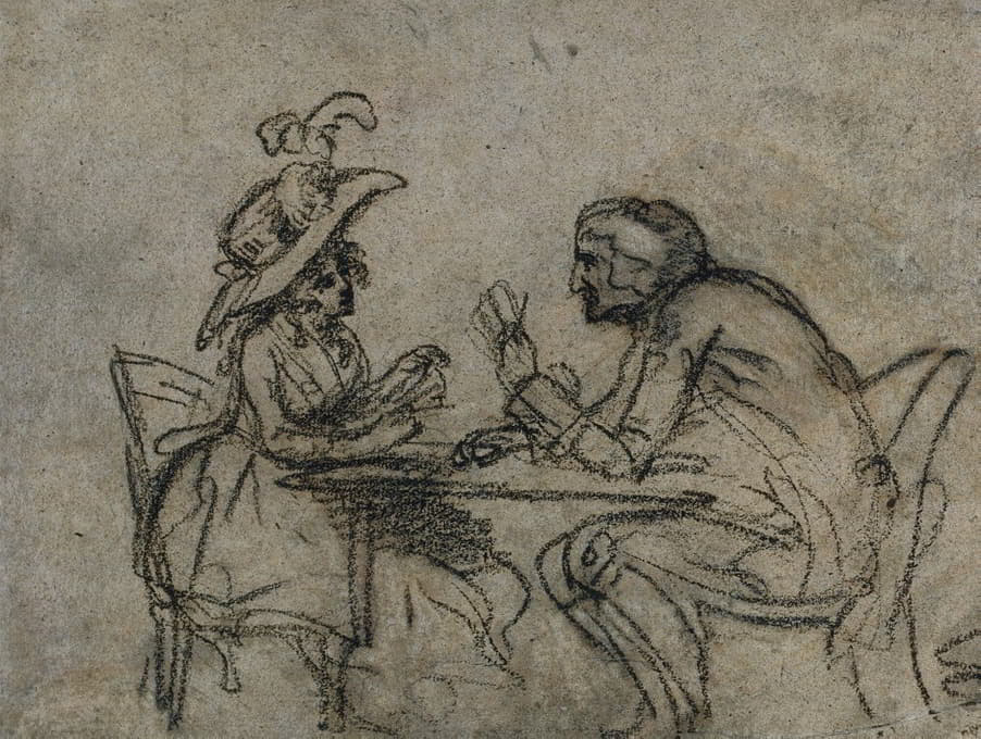 Benjamin West - Woman and Man Playing Cards (verso)