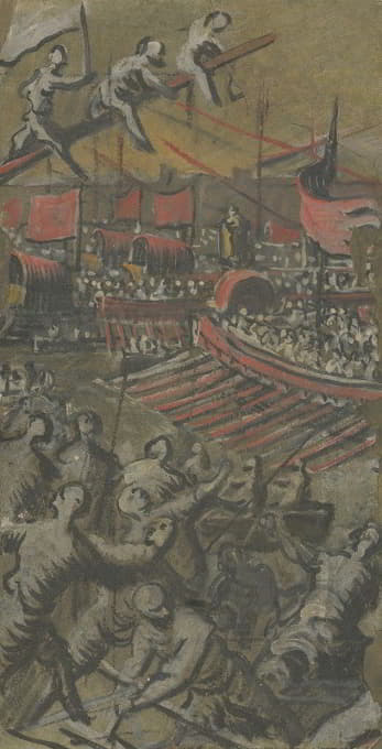 Domenico Tintoretto - Venetian Ships Attacking Constantinople