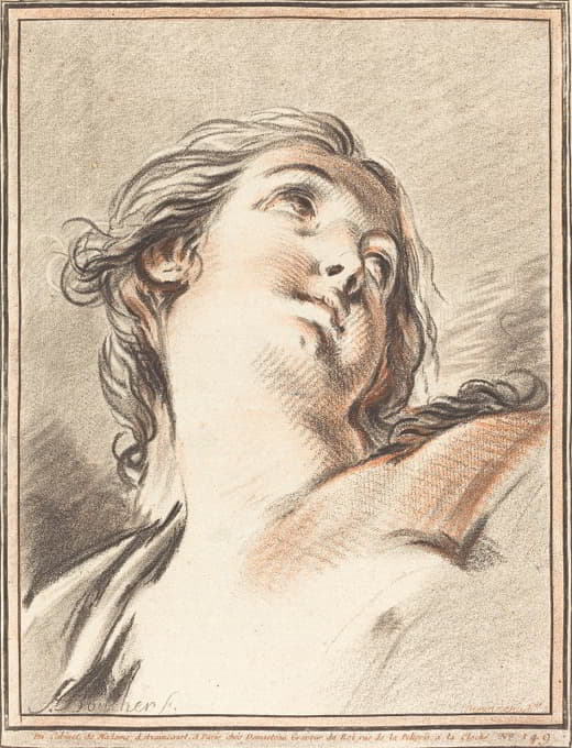 Gilles Demarteau the Elder - Head of a Woman Looking Up