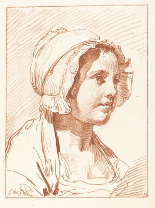 Louis-Marin Bonnet - Head of a Young Woman Wearing a Cap
