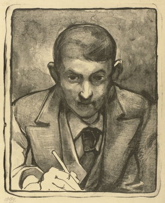 Bernard Willem Wierink - Zelfportret, tekenend