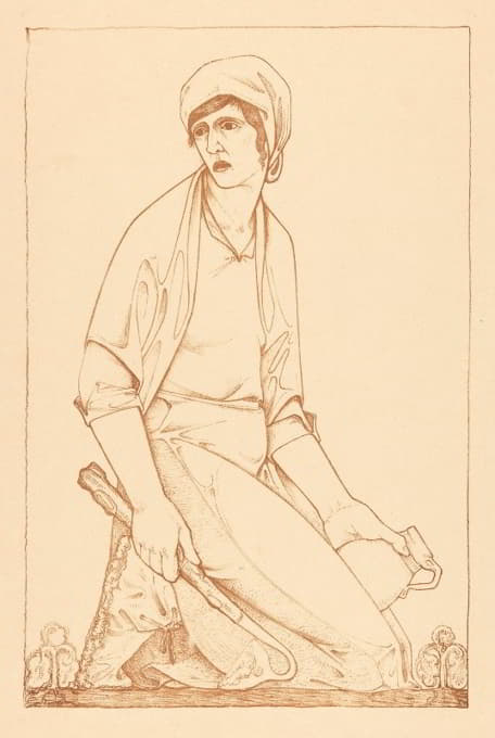 Jac Jongert - Knielende figuur met schoffel en kruik