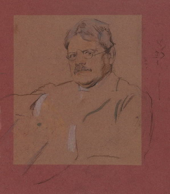 John Mamsell Bacon - Portrait sketch of Edwin Austin Abbey