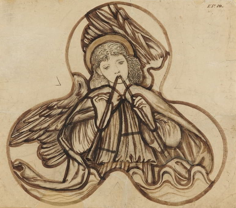 Sir Edward Coley Burne-Jones - Angel Playing on Pipes