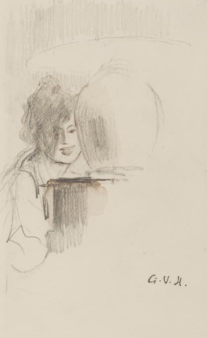 Georges Hugo - Femme derrière une lampe