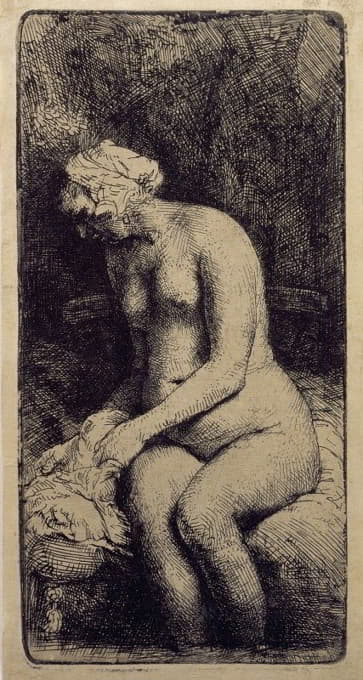 Rembrandt van Rijn - A Woman Bathing Her Feet at a Brook