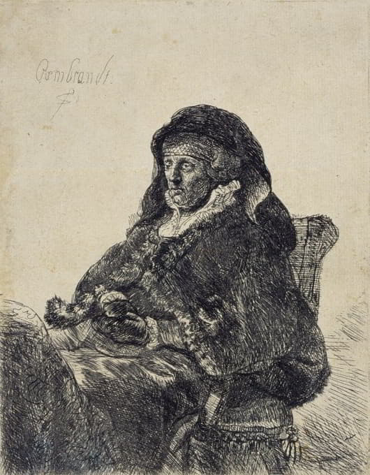 Rembrandt van Rijn - An Elderly Woman (in widow’s dress and black gloves)