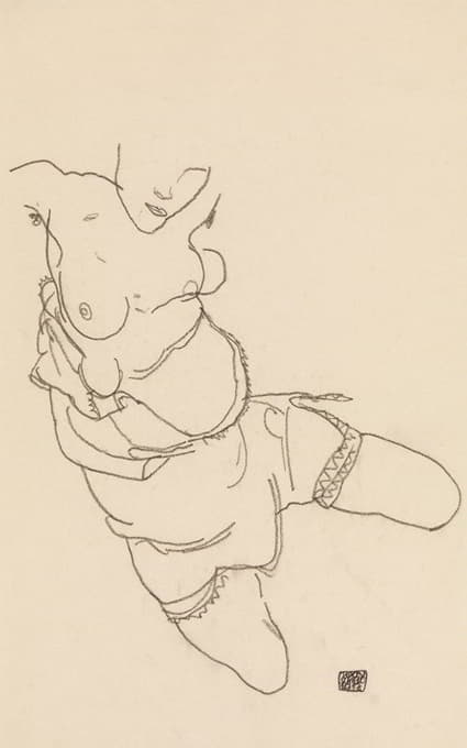 Egon Schiele - Semi-Dressed Model