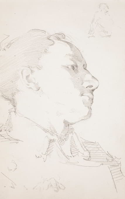 1880卷《受伤的战士》绘画草稿，半身、脸、手指