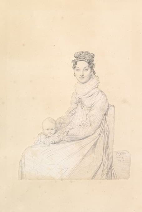 Alexandre Lethière夫人、née Rosa Meli和她的女儿Letizia