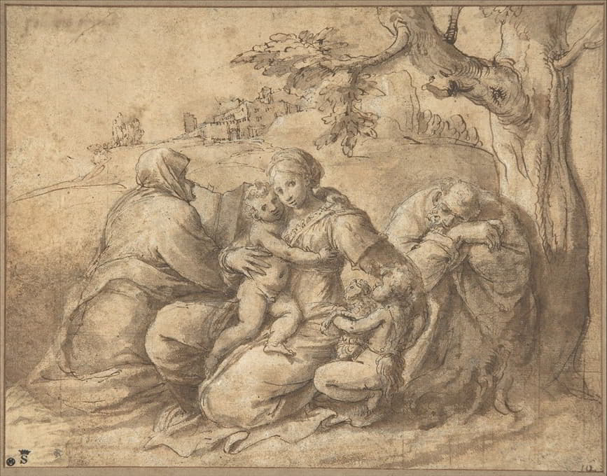 Polidoro da Caravaggio - The Holy Family with Saint Elizabeth and the Infant John the Baptist